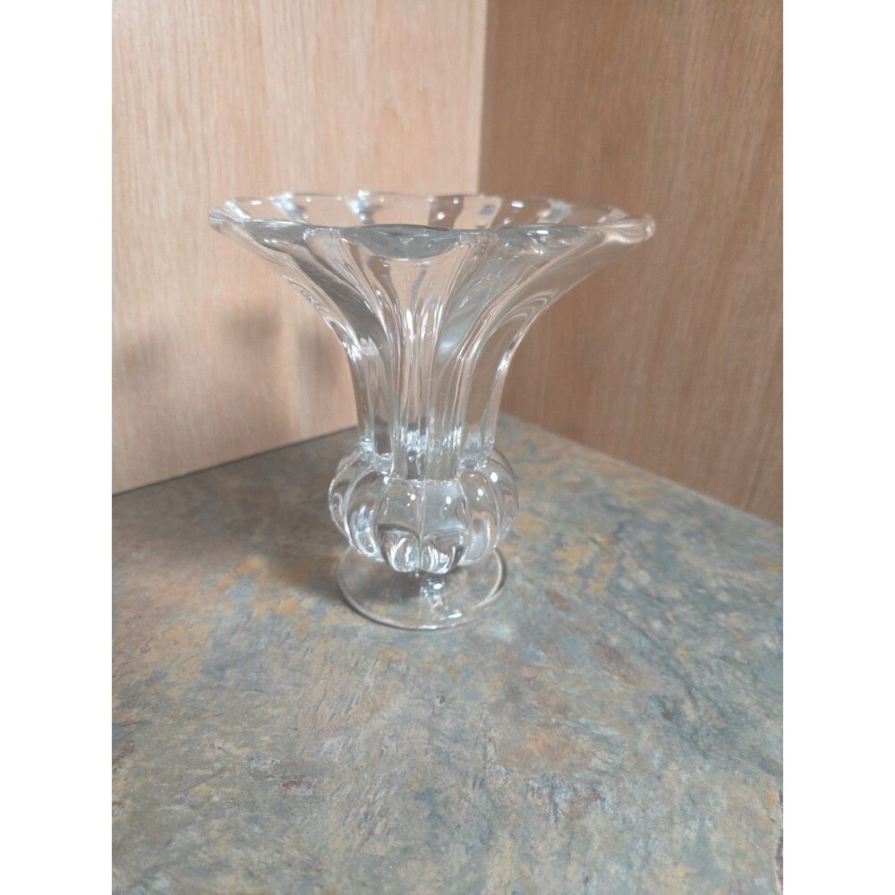 Heisey Crystolite Crystal 5” tall Flared Short Stem Candle Vase